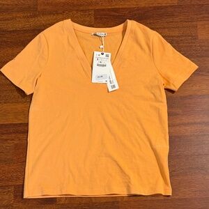 Brand New Slub Orange Cotton T-shirt